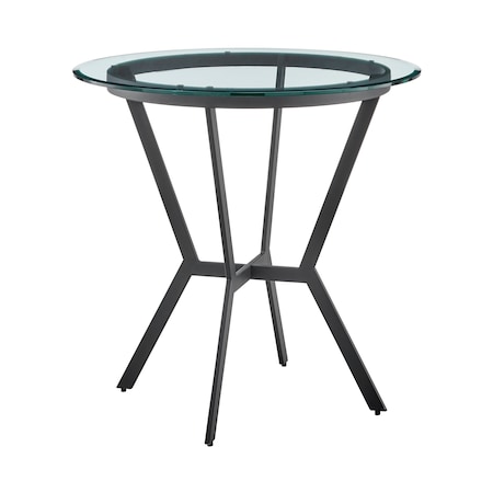 Armen Living Naomi Round Glass and Black Metal Bar Table LCNMDIGLMB